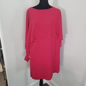 ZARA CHIFFON OVERLAY DRESS MAGENTA SIZE SMALL